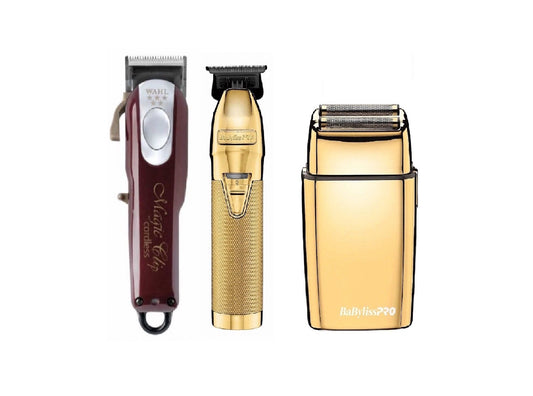 Wahl Cordless Magic Clip Cordless - Babyliss Gold Trimmer + Gold Shaver TRIO