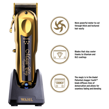 Wahl Gold Cordless Magic Clip + Trimmer + Vanish Shaver + Power Station