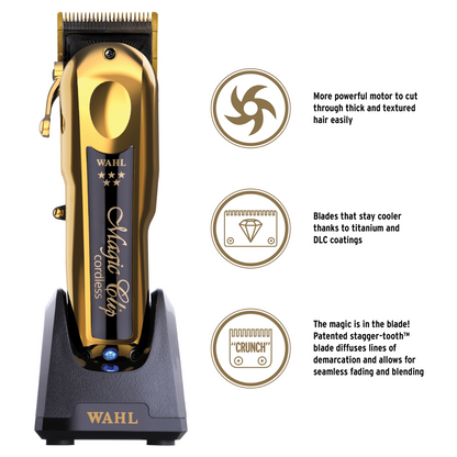 Wahl Cordless Gold Magic Clip Clipper & Gold Detailer Trimmer COMBO