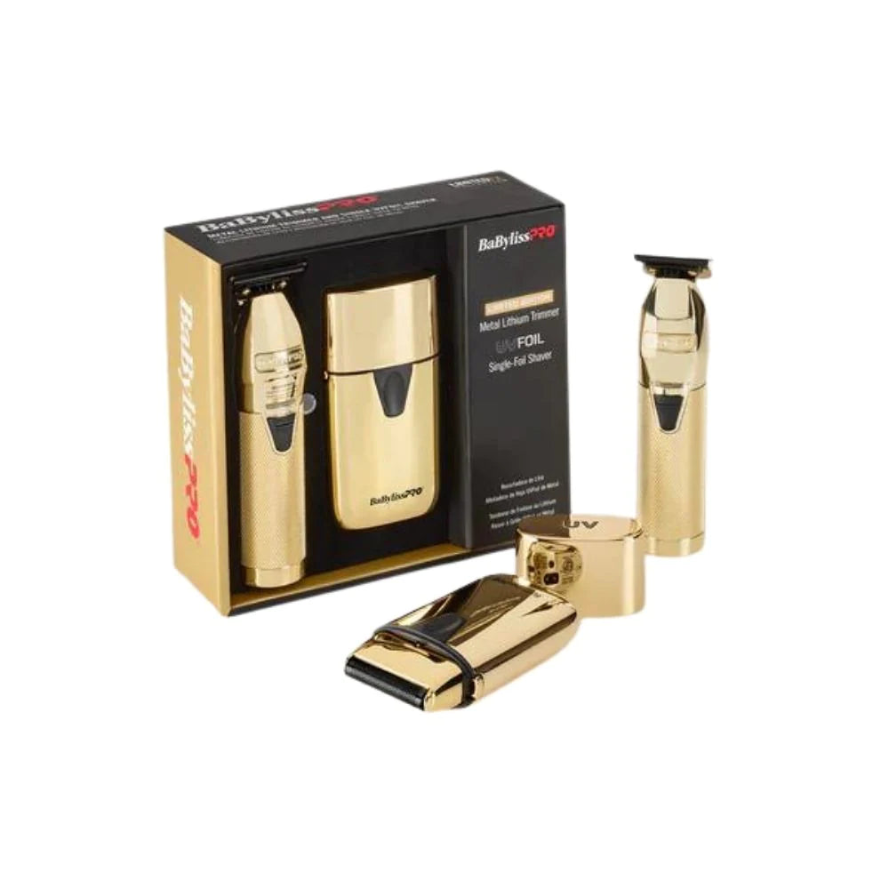 BaByliss PRO Limited FX Gold Trimmer & UV Gold Single Foil Shaver