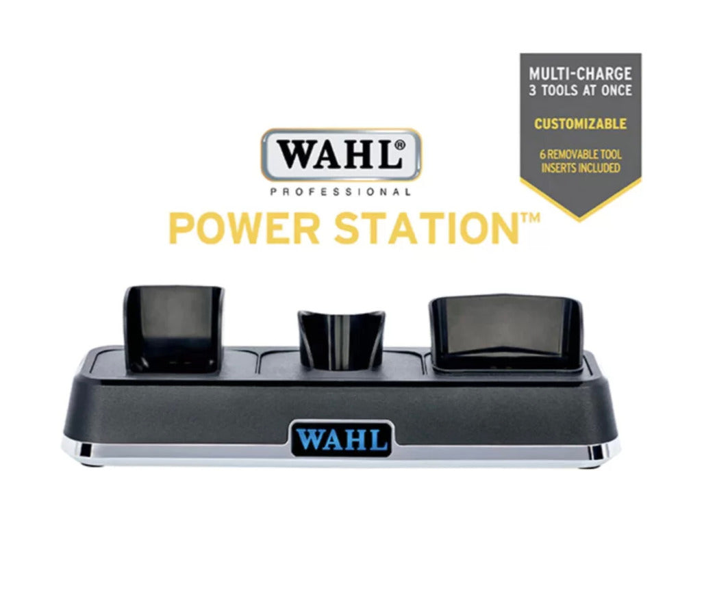 WAHL Pro Gold Magic Clip Cordless Clipper, Gold Cordless Detailer, Black Vanish Shaver + WAHL Power Station SET