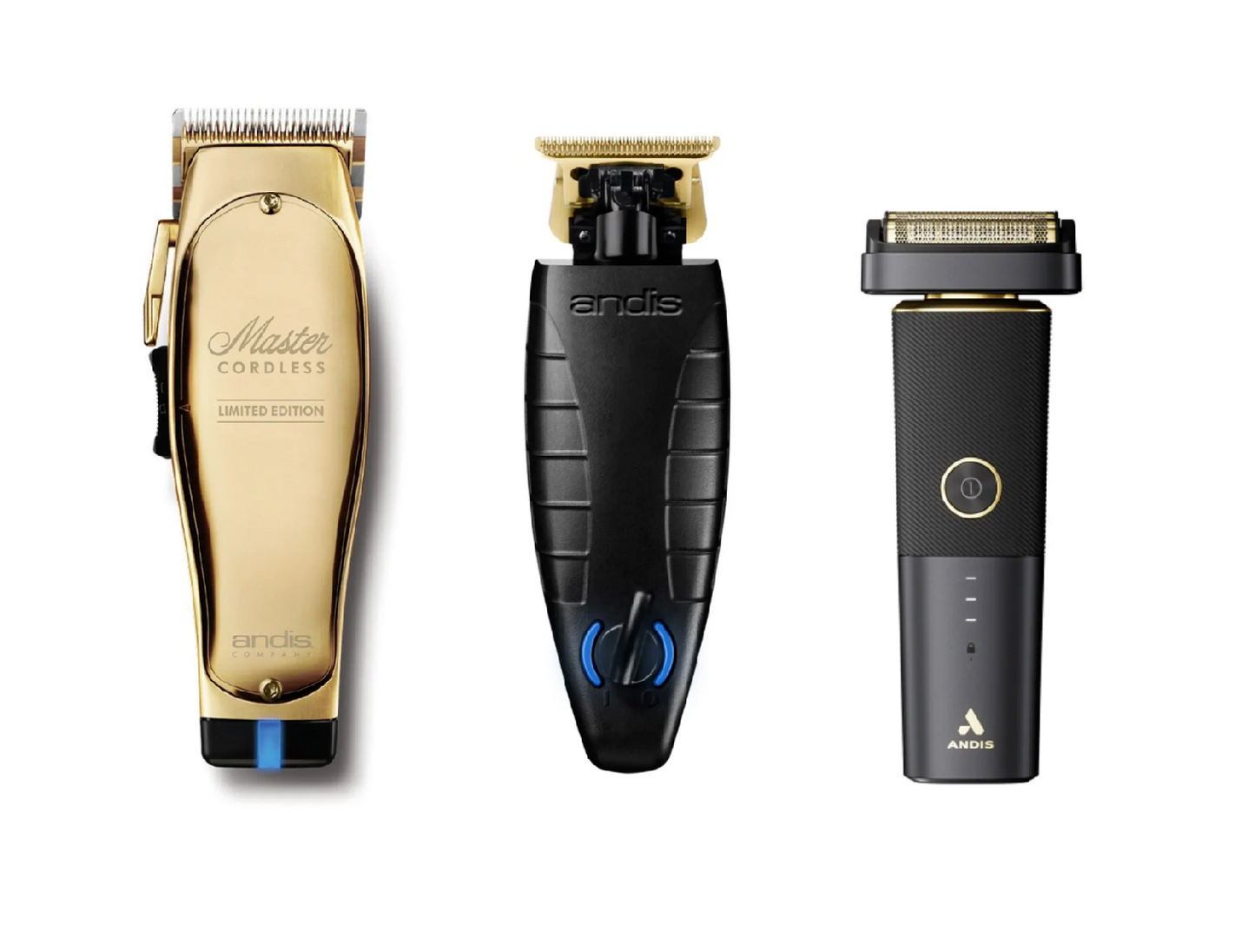 Andis GOLD Master Cordless Clipper - Cordless GTX Trimmer - Resurge Shaver TRIO